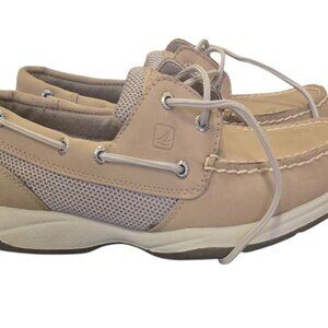 Sperry Womens Intrepid 2-Eye Shoes in Tan linen/Mesh - Size 8M